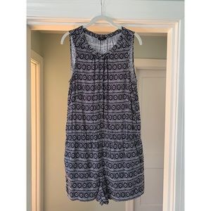 Loft Black and White Tribal Print Romper